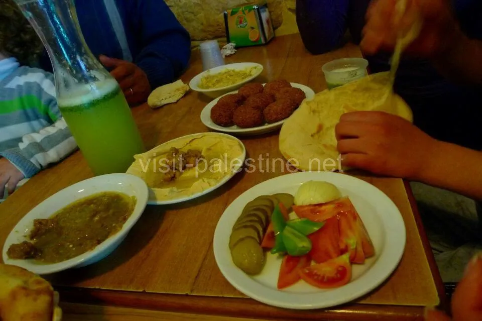 Falafel restaurant Afteem table, Bethlehem