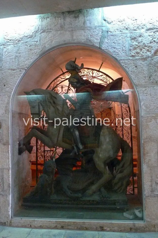 The statue of Saint George at the church of St. Catherine, Bethlehem