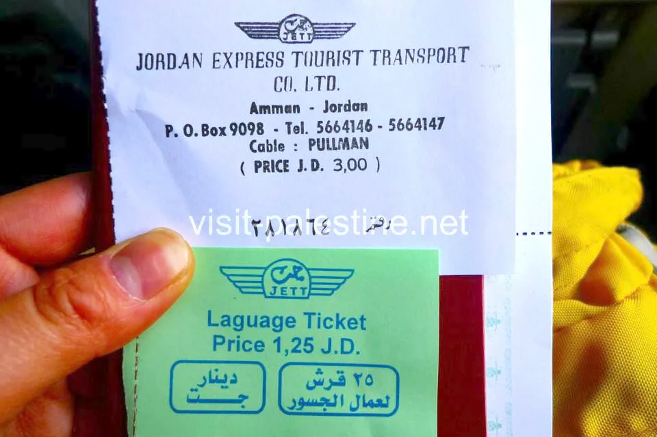 Bus ticket for crossing King Hussein border from Jordan