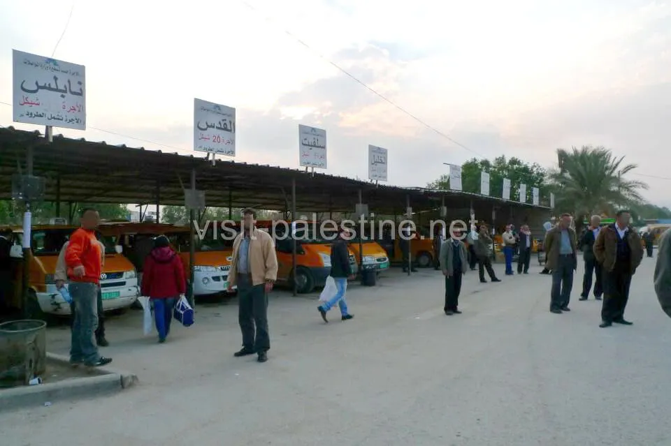 Bus terminal in Jericho after crossing Allemby Bridge border