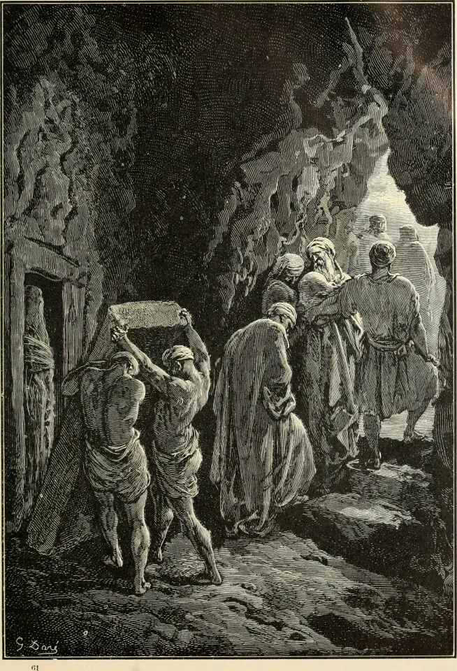 Scene of burying Sarah, the Old Testament